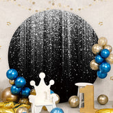 Aperturee - Sliver Spot Round Black Birthday Party Backdrop